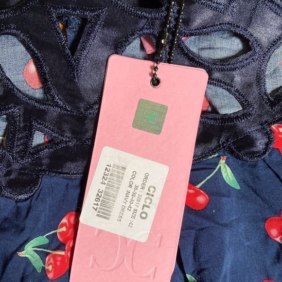 Ciclo Collective Italian Dress Luxury Statement Cherry print Kaftan Dress NWT - Picture 7 of 8